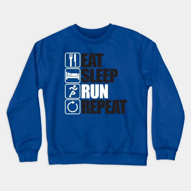 eat sleep run repeat 3 Crewneck Sweatshirt by equatorial porkchop